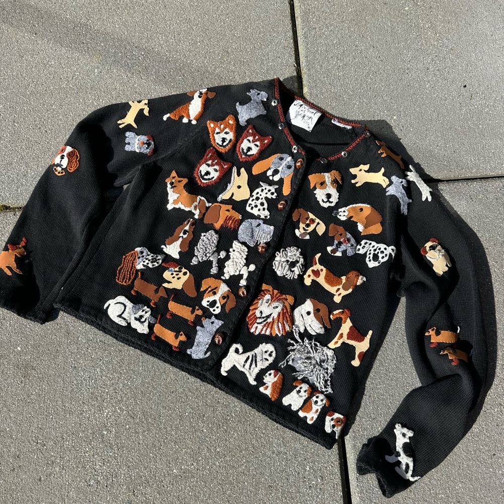 Michael Simon Vintage 1990s Dog Cardigan - Picture 5 of 15